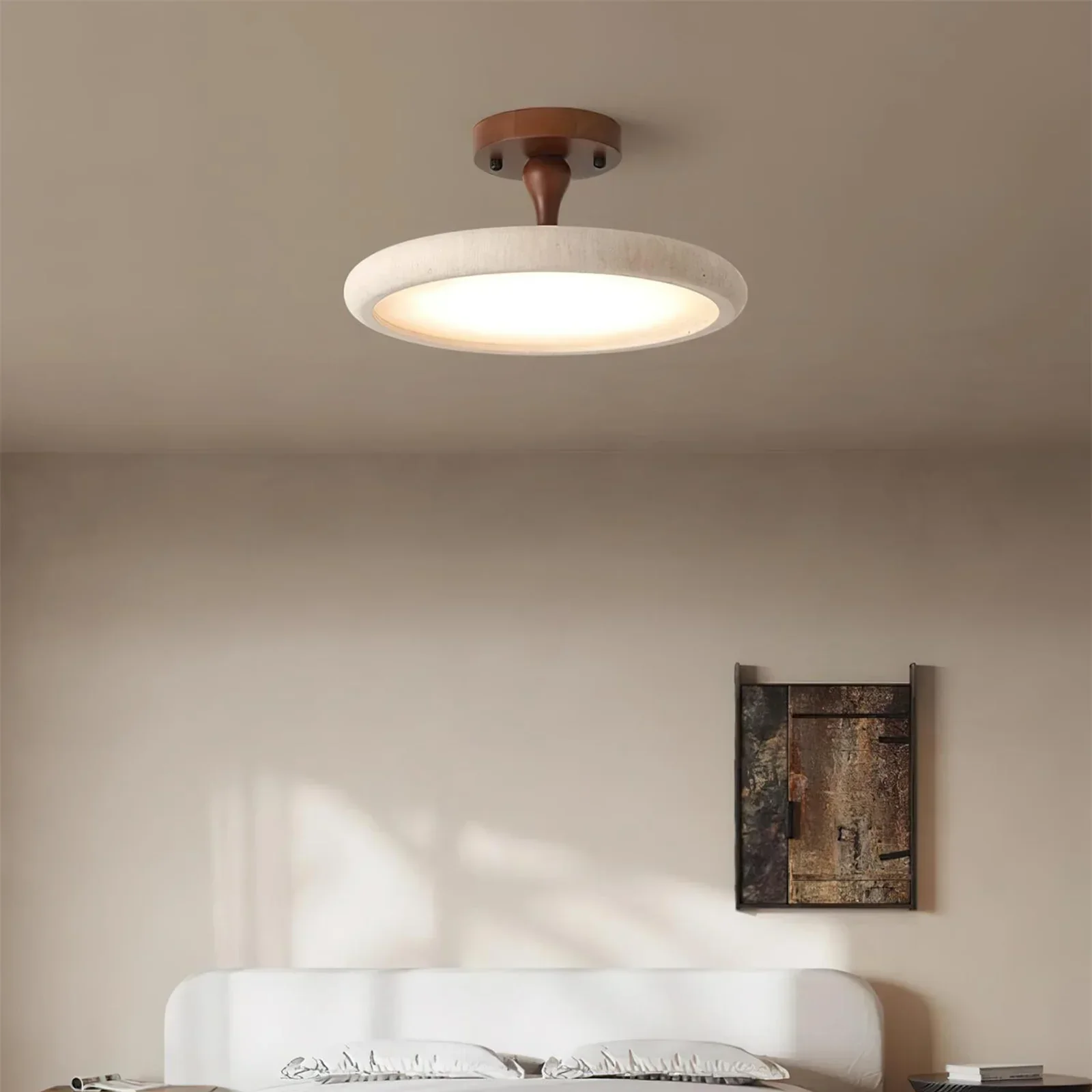 Round Travertine Kelva Ceiling Light