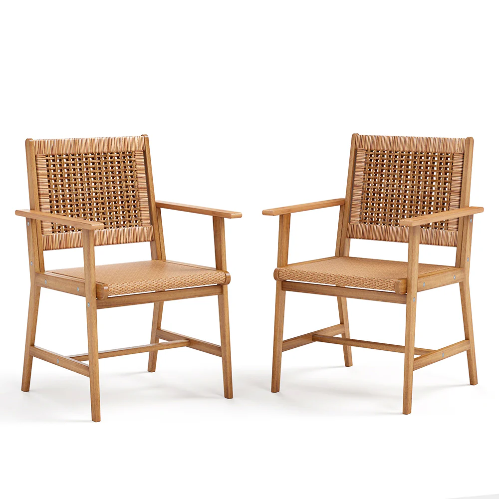 Sophia & William Rattan and Acacia Wood Outdoor Dining Chairs