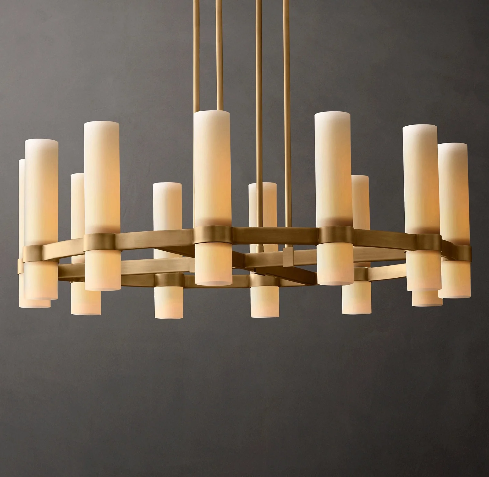 Rata Round Milk Glass Chandelier 36