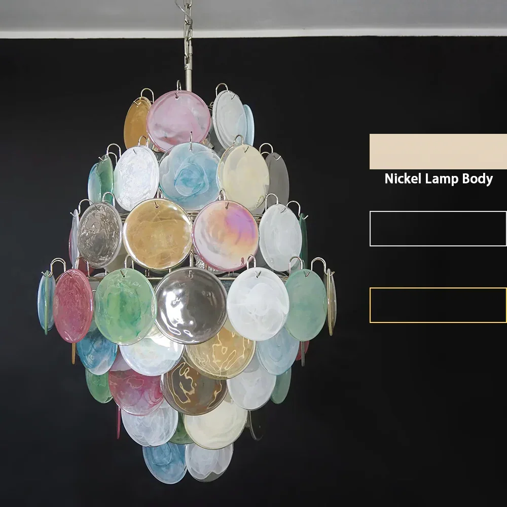 Round Colored Layered Glass Chandelier
