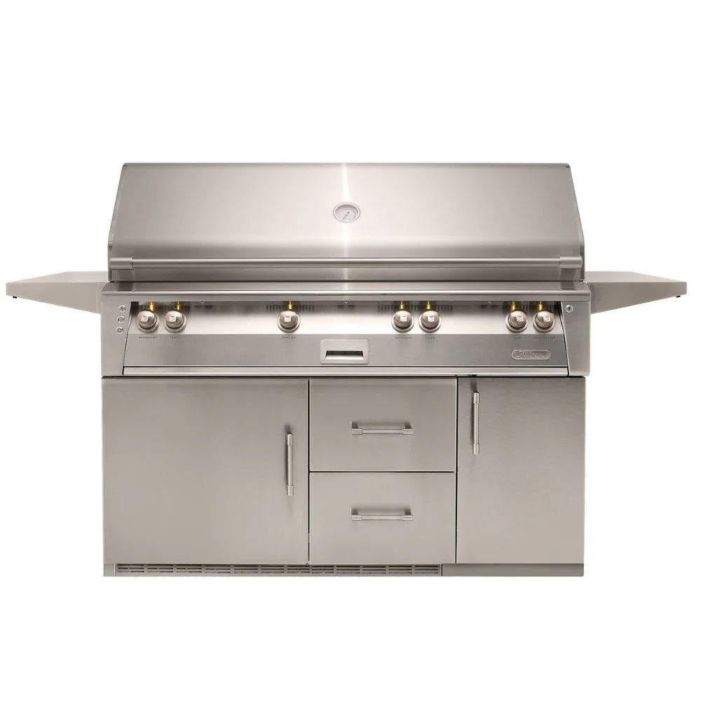 Alfresco 56-Inch Freestanding Gas Grill with Refrigerator Base ALXE-56BFGR-NG