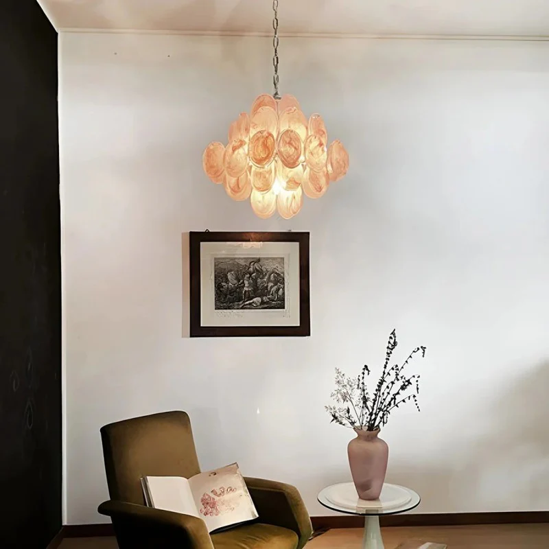 Lorina Pink Vintage Glass Chandelier