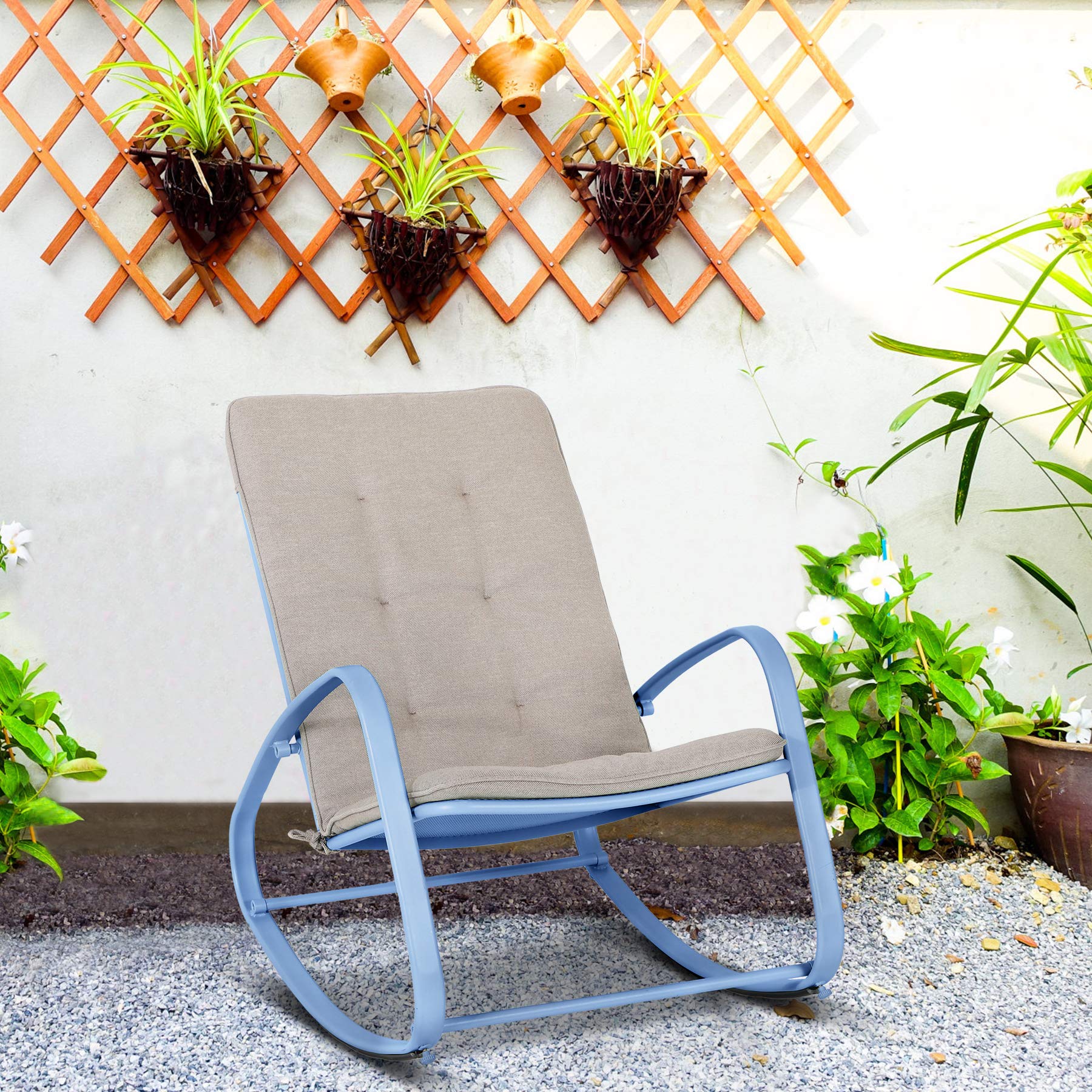 Sophia & William Patio Metal Padded Rocking Chair