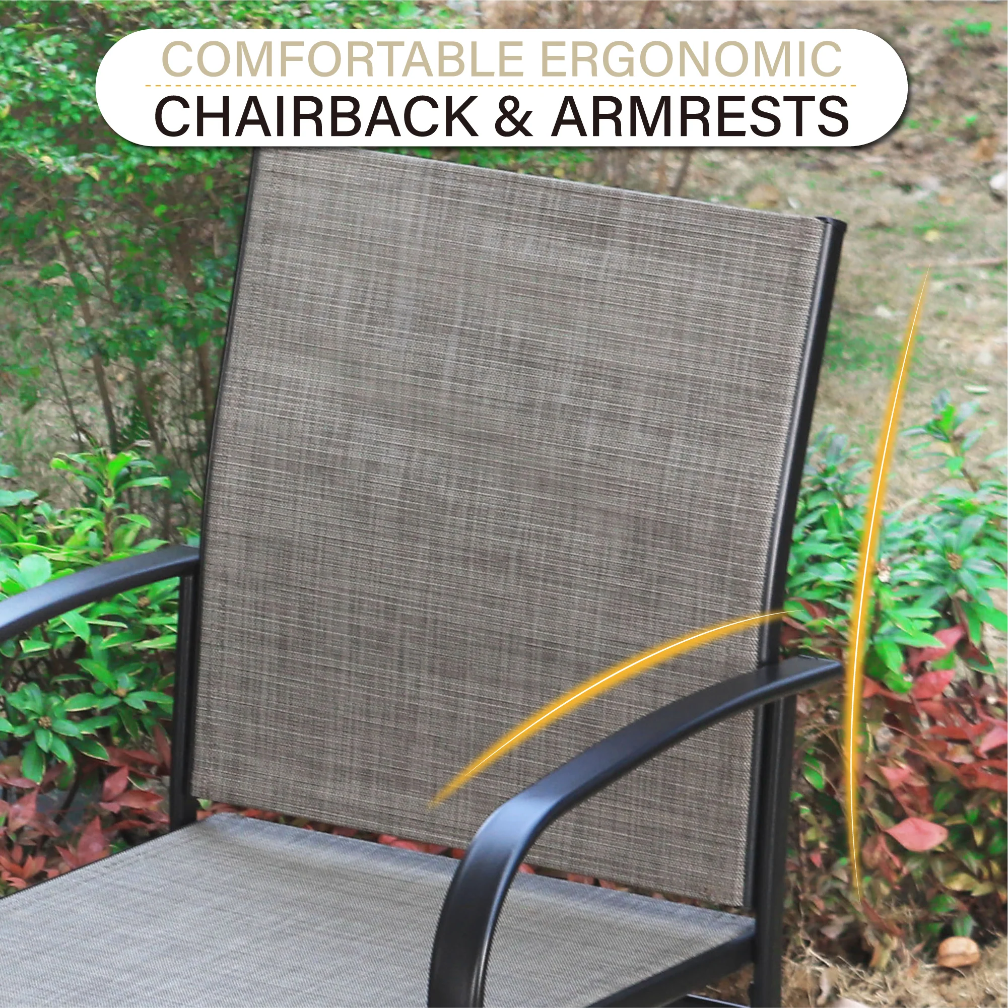 Sophia & William 5-Piece Patio Dining Sets Wood-look Square Table & Light Textilene Fixed Chair