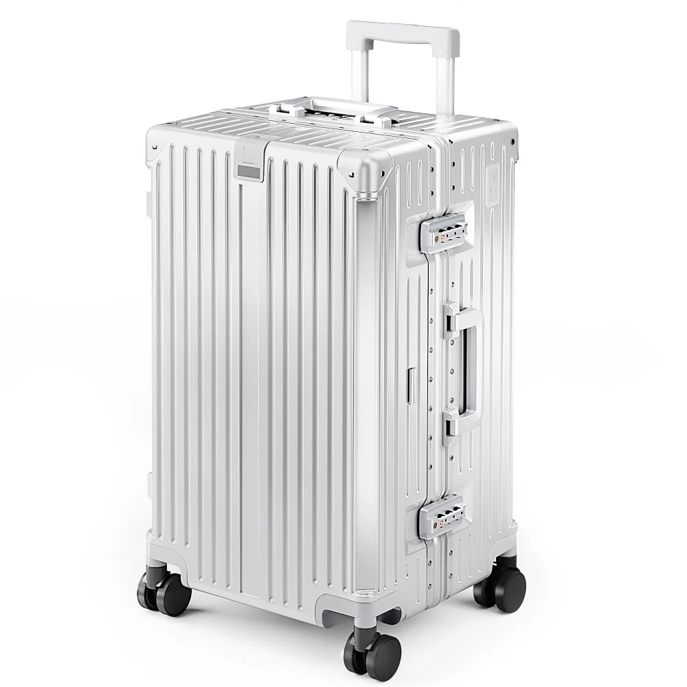 Thickened Aluminum Frame Trunk Luggage with TSA Lock USB Charging, 26/30 Inch