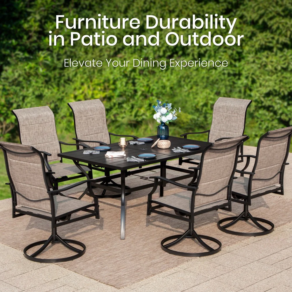 Sophia & William High-back Padded Swivel Textilene Patio Dining Chairs