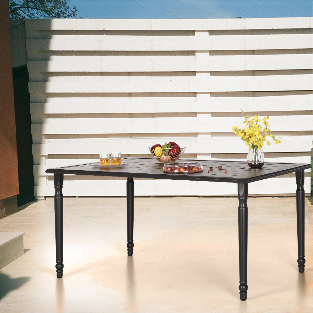 Sophia & William  60'' Outdoor Metal Dining Table with Classic Carved Legs