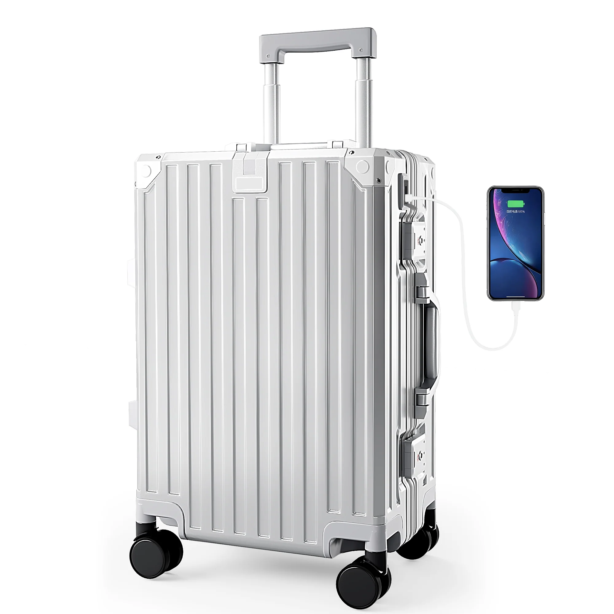 Carry-On and Checked Thickened 3-Layer Aluminum Frame Travel Suitcase