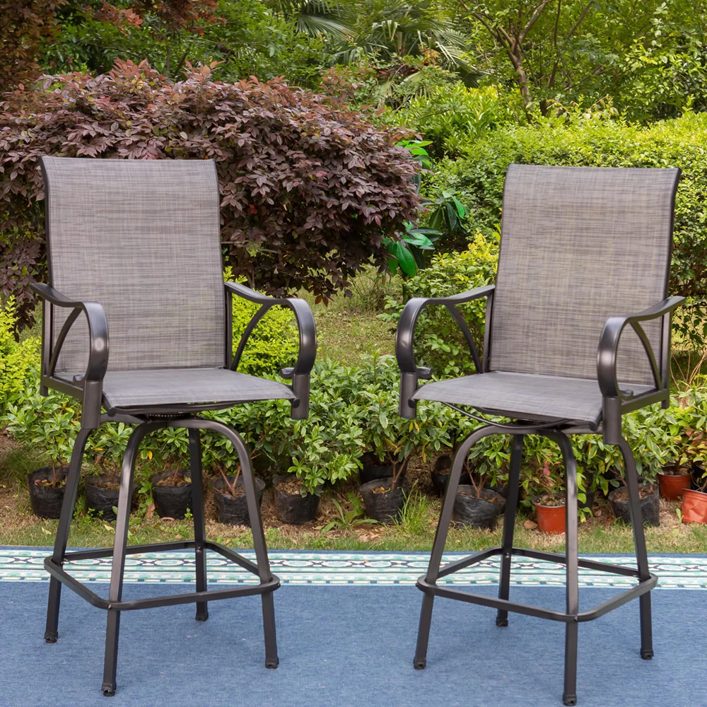 Sophia & William Grey Textilene Sling Fabric Patio Swivel High Bar Stools