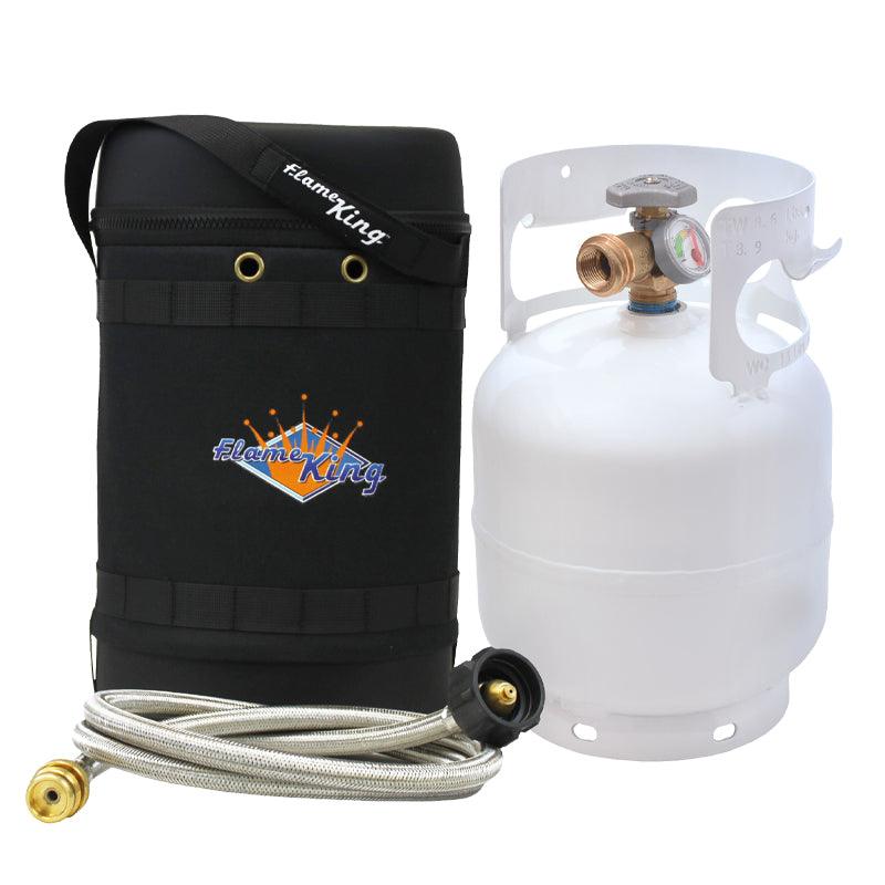 Flame King Propane Gas Hauler Kit 5lb Gauge Propane Tank, Adapter Hose and Insulated Protective Carry Case