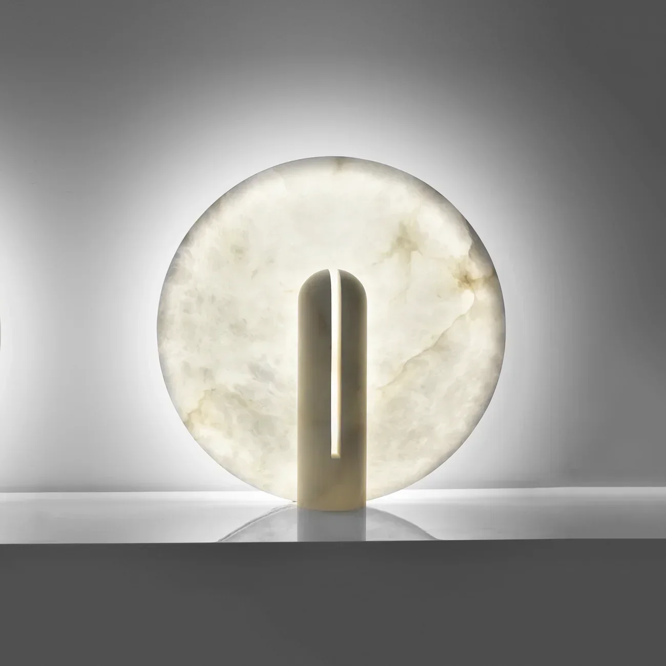 Alabaster Modern Disc Table Lamp