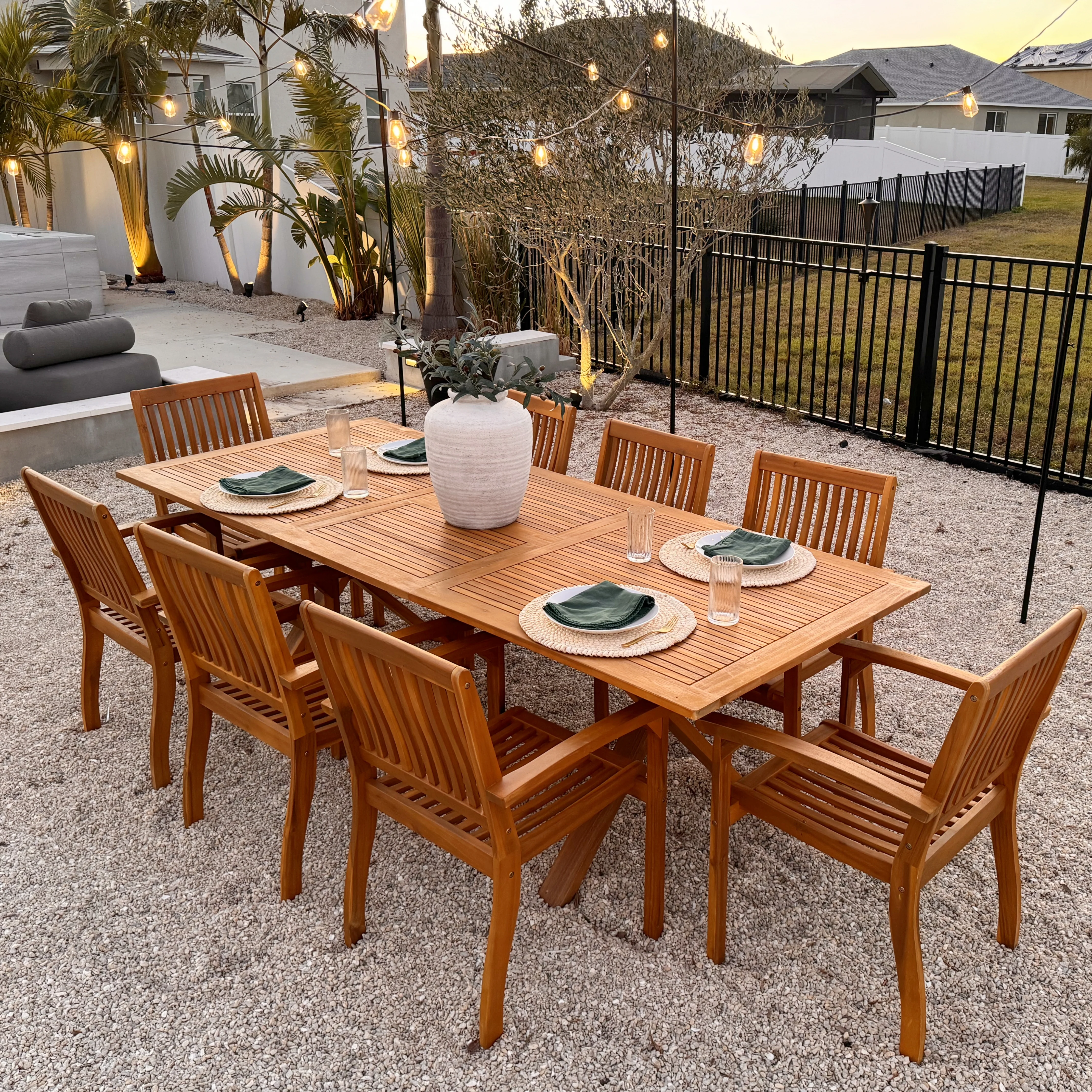 Sophia & William 9/7-Piece Patio Dining Set Acacia Wood Dining Table and Chairs