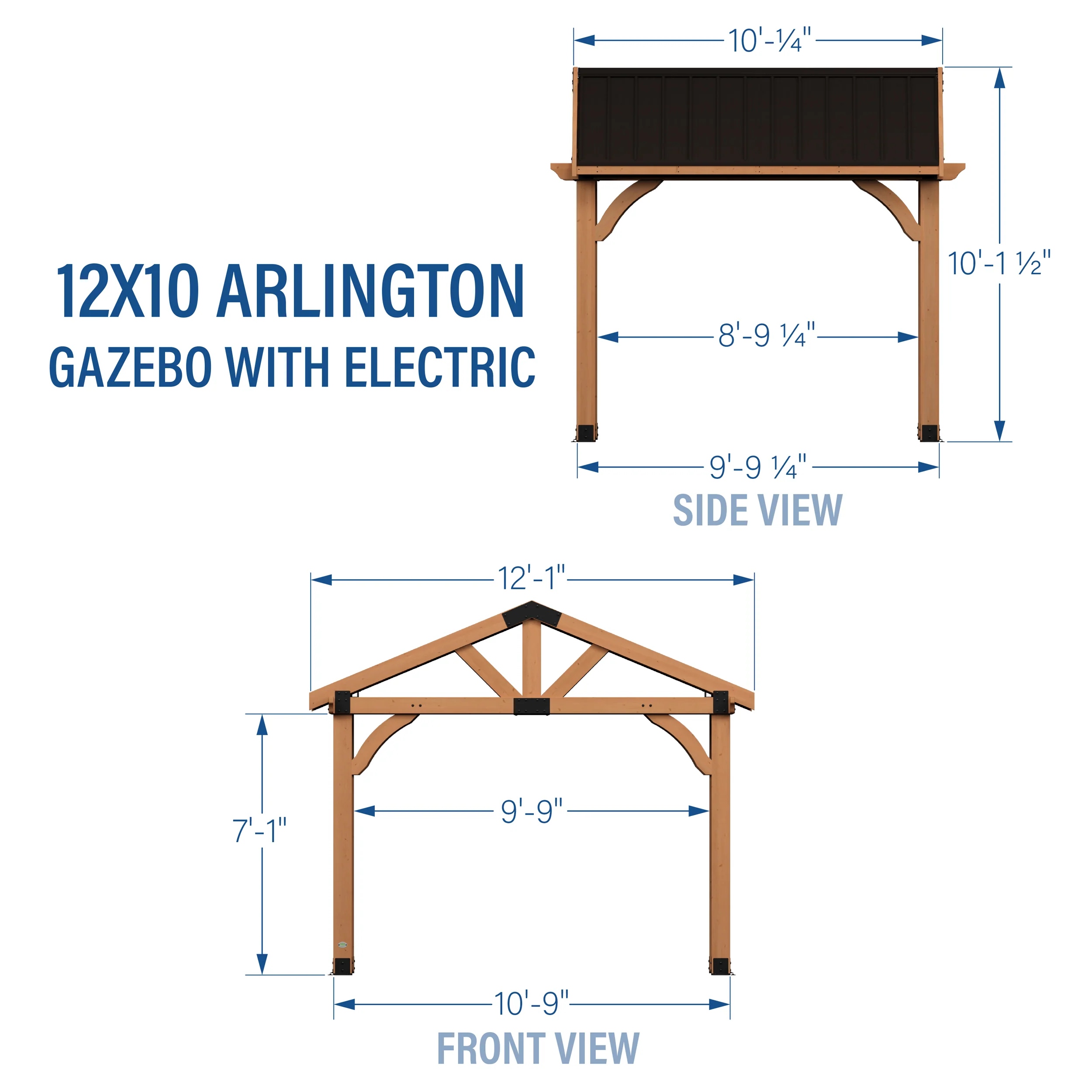 12x10 Arlington Gazebo with Electric - Lt Brown