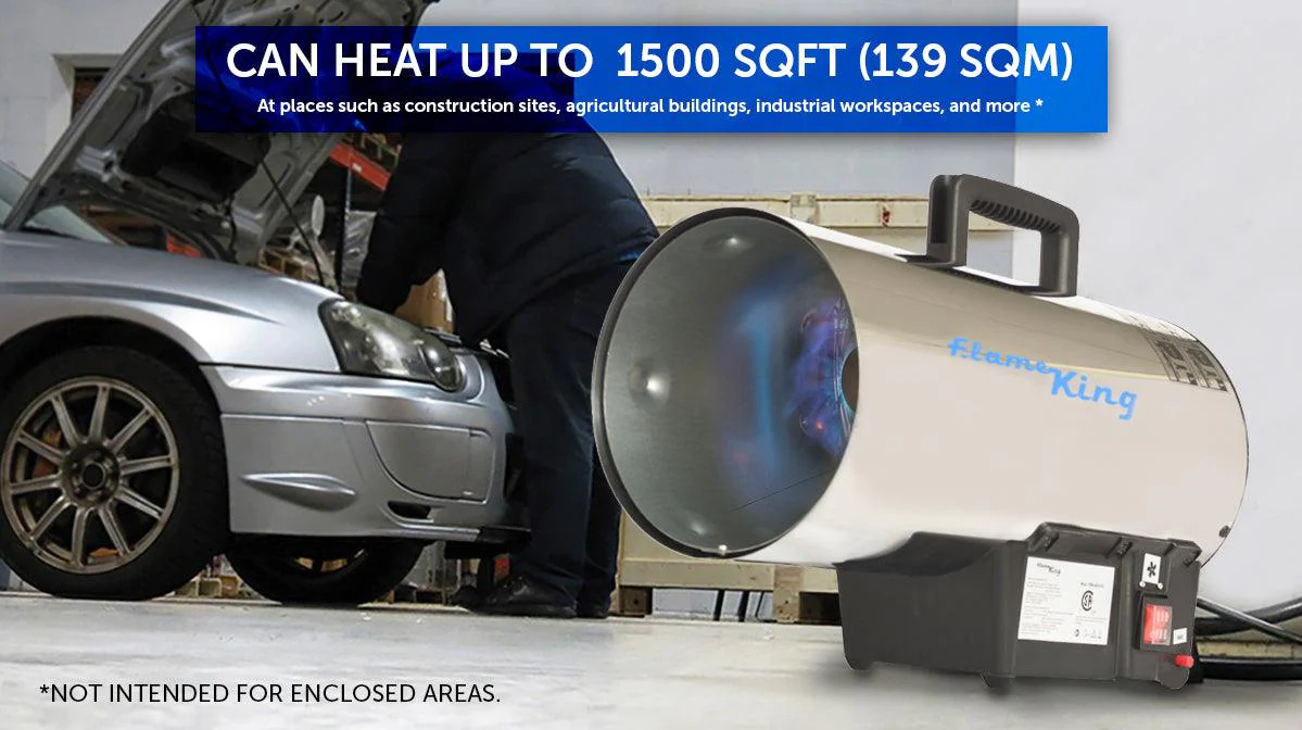 Flame King Forced Air Heater Portable Propane Tank Outdoor 60,000 BTU