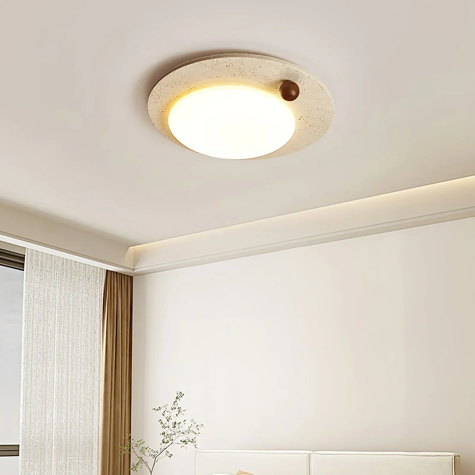 Round Travertine Luno Arte Ceiling Light