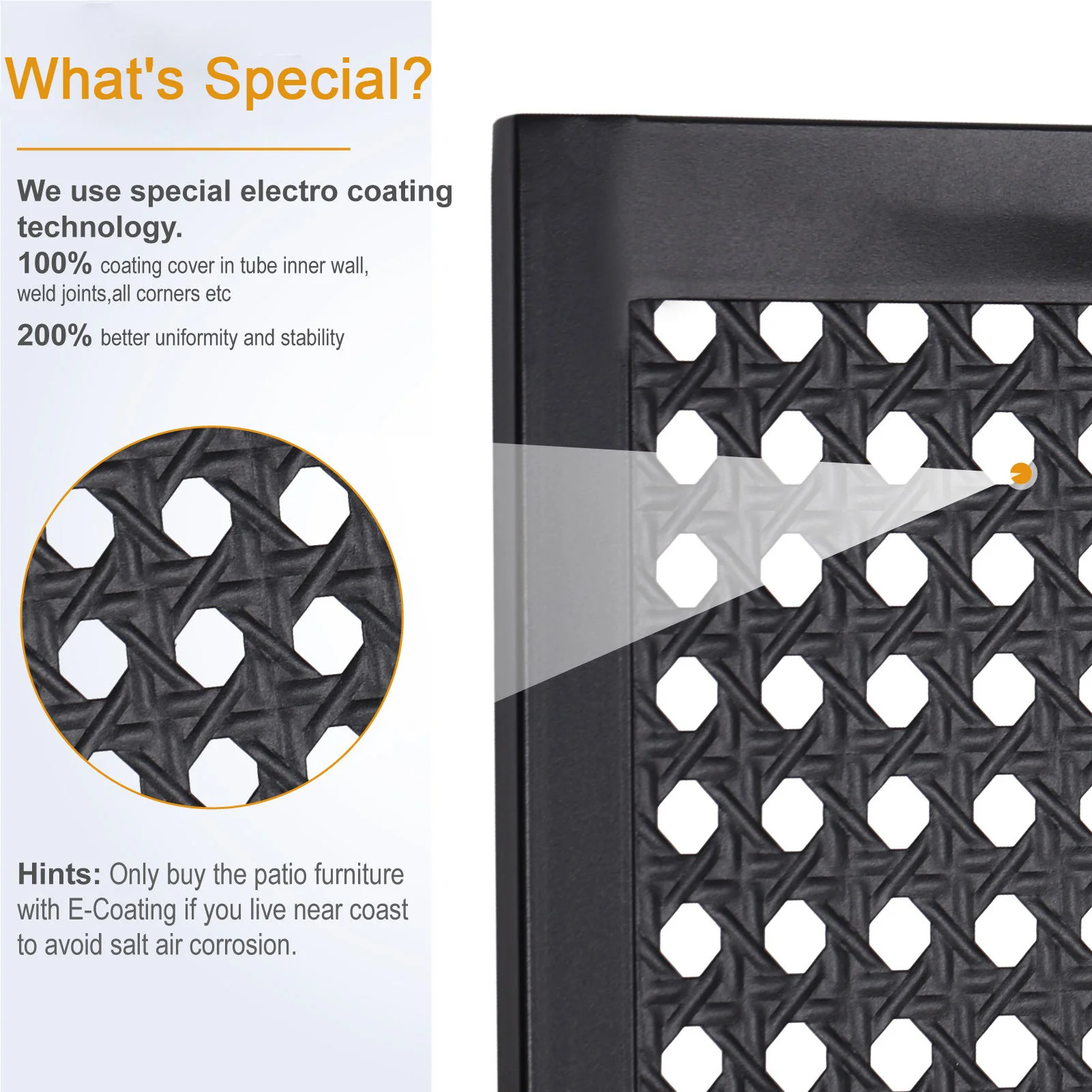 MFSTUDIO 7-Piece Patio Dining Set Bow-bar Table & Bulleyes Pattern Stackable Steel Chairs