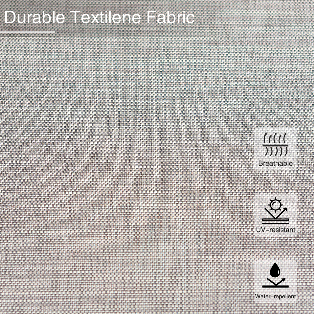 PHI VILLA 8-Piece 13ft Umbrella Patio Dining Set Textilene Swivel Chairs & Steel Table