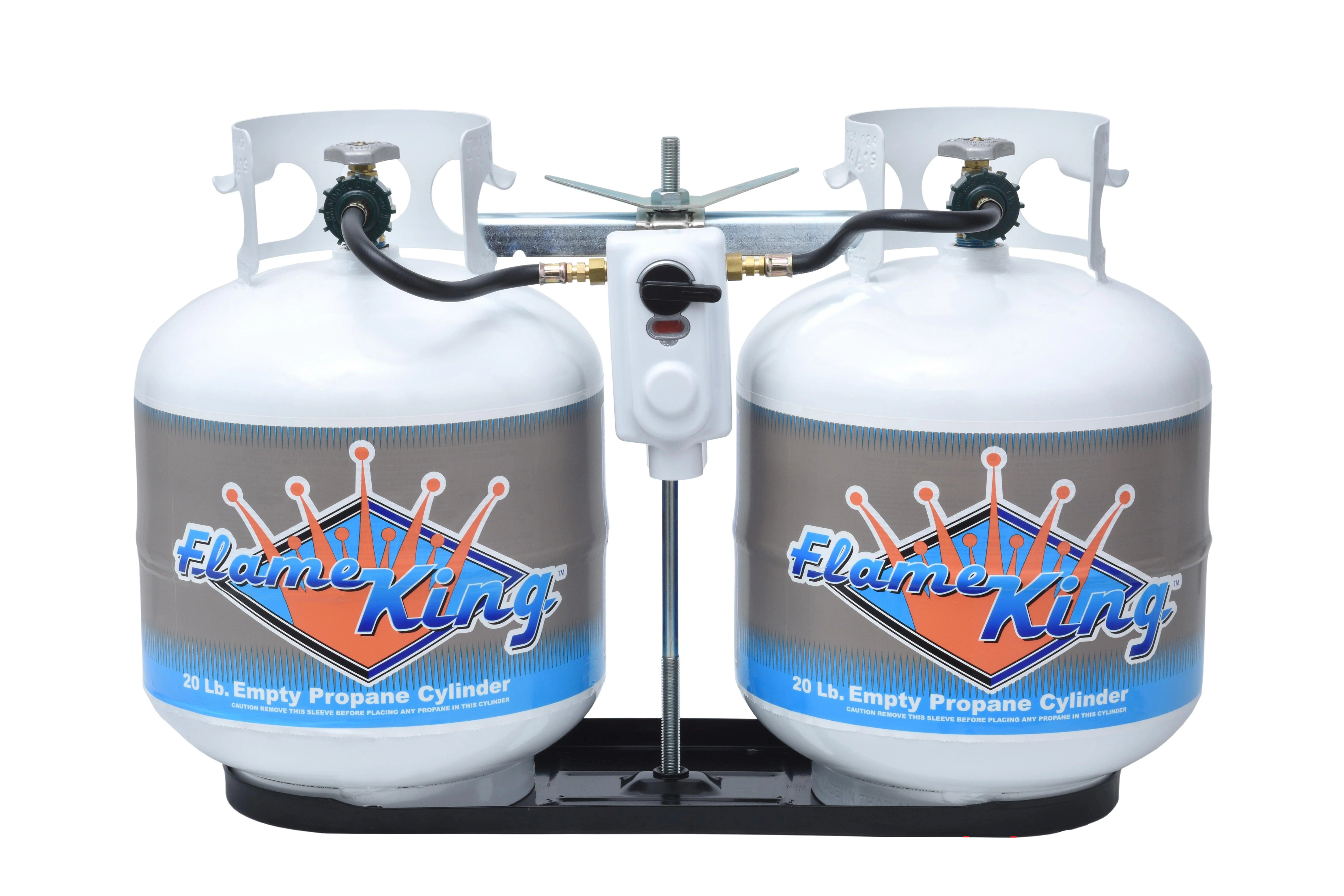 Flame King Bundle 20lb Mounting Parts + 2 Stage Auto Propane Gas Regulator + Two 20lb Propane Tanks + Heavy Duty Cover