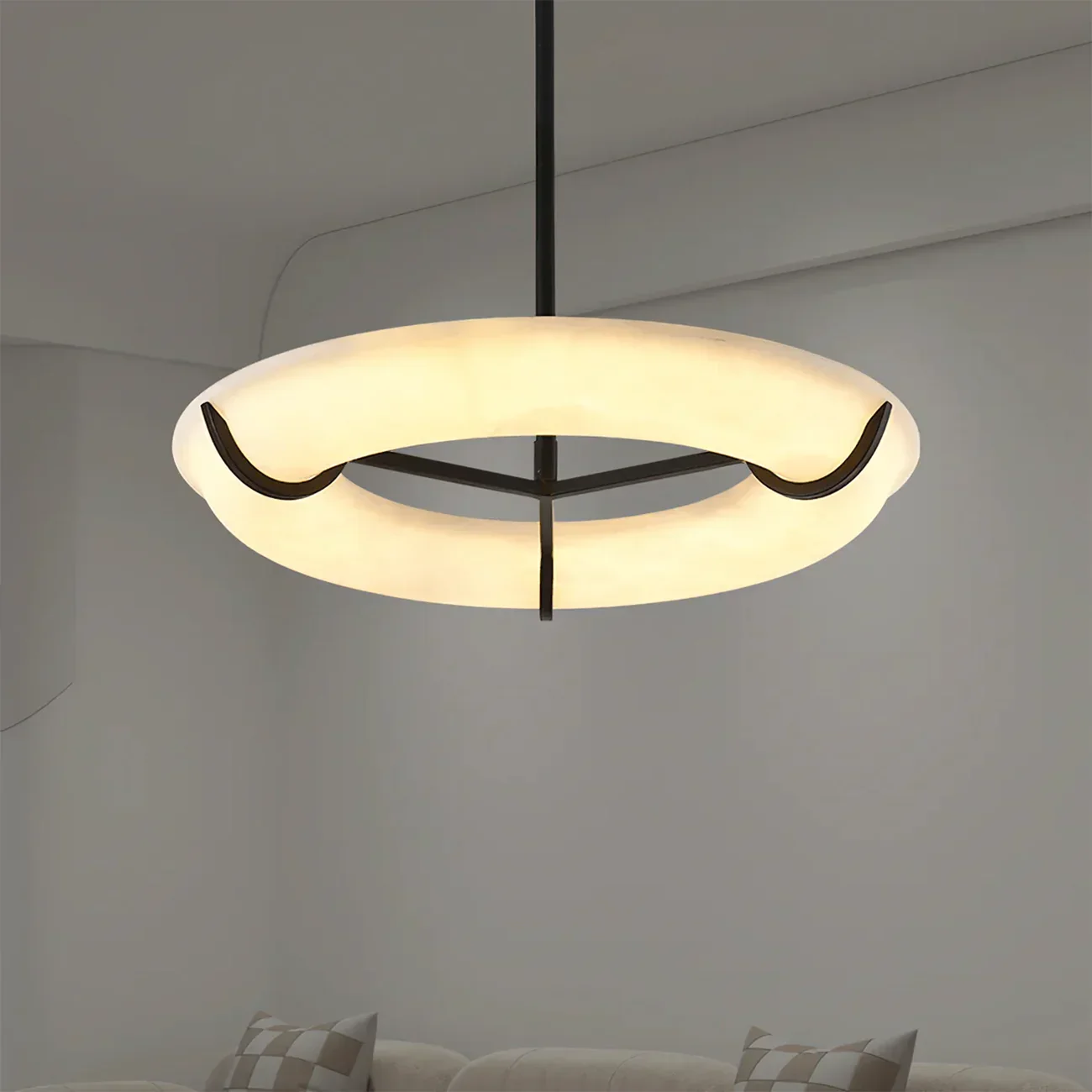 Round Carve Alabaster Pendant Light