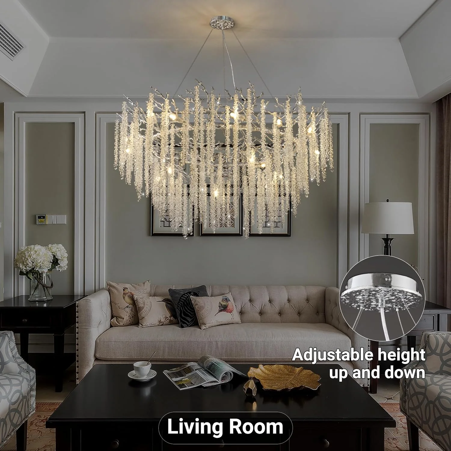 Snow Tree Branch Gold/Silver Chandelier 47