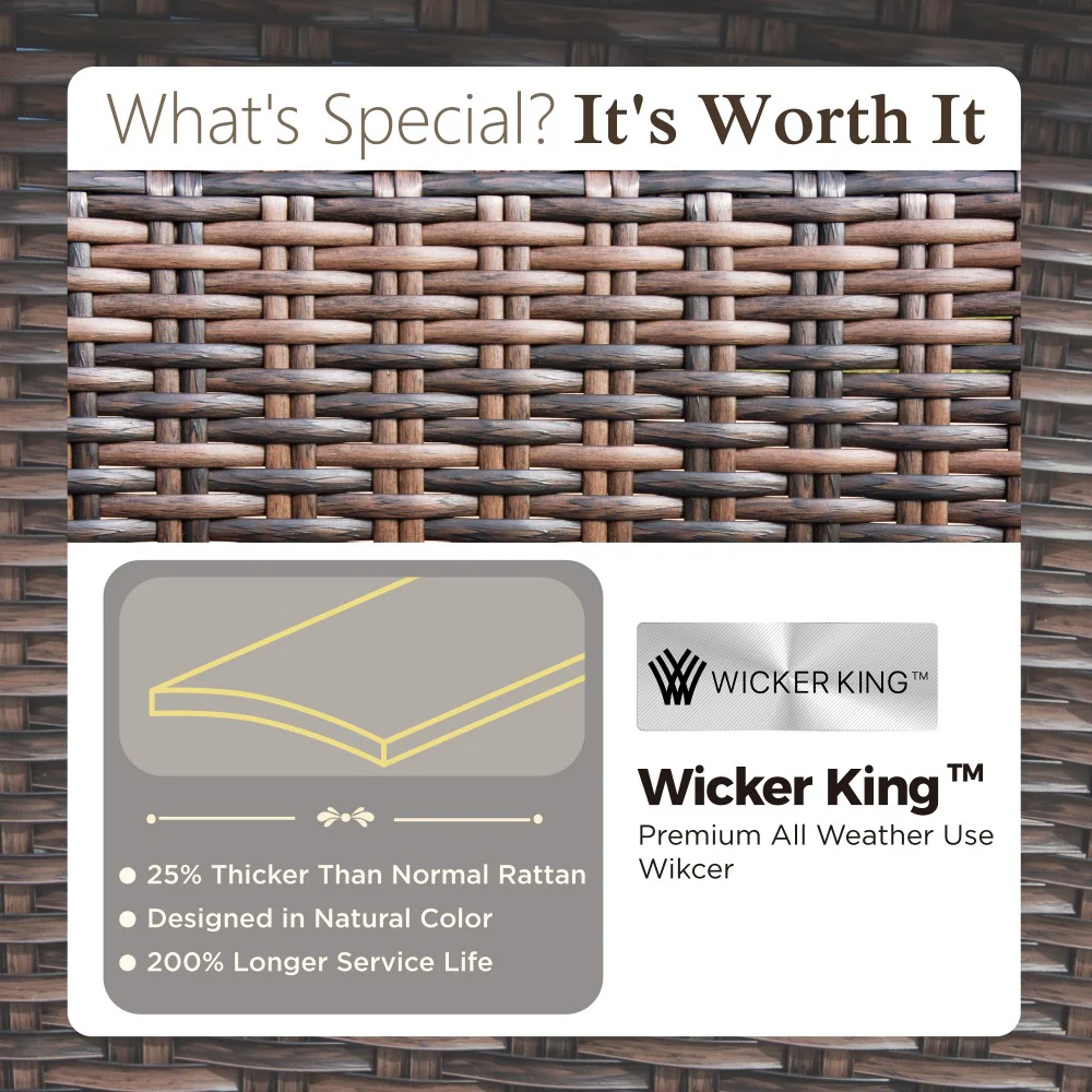 Sophia & William 2-Piece Patio Wicker Swivel Glider Chairs with 5.5