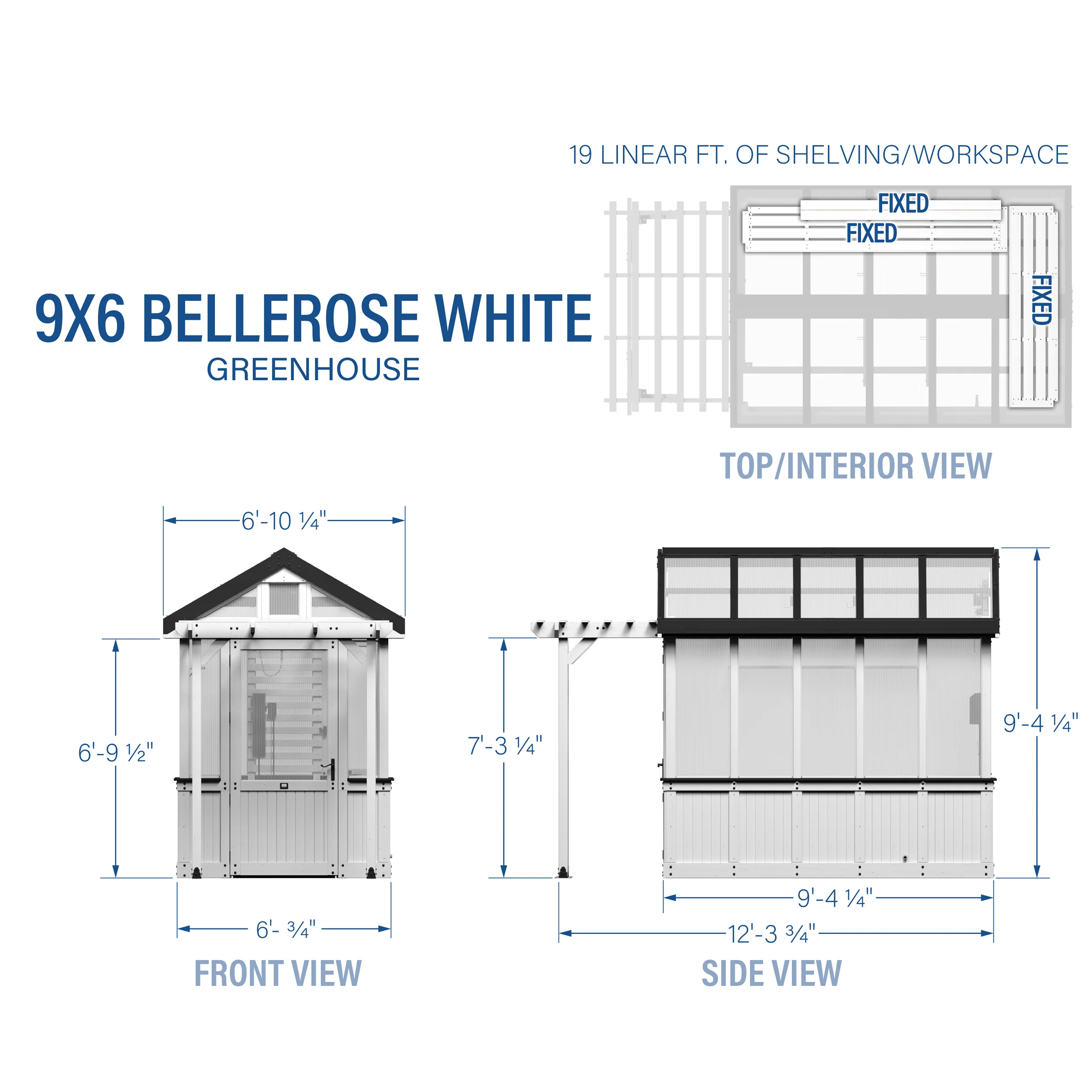 9x6 White Bellerose Greenhouse