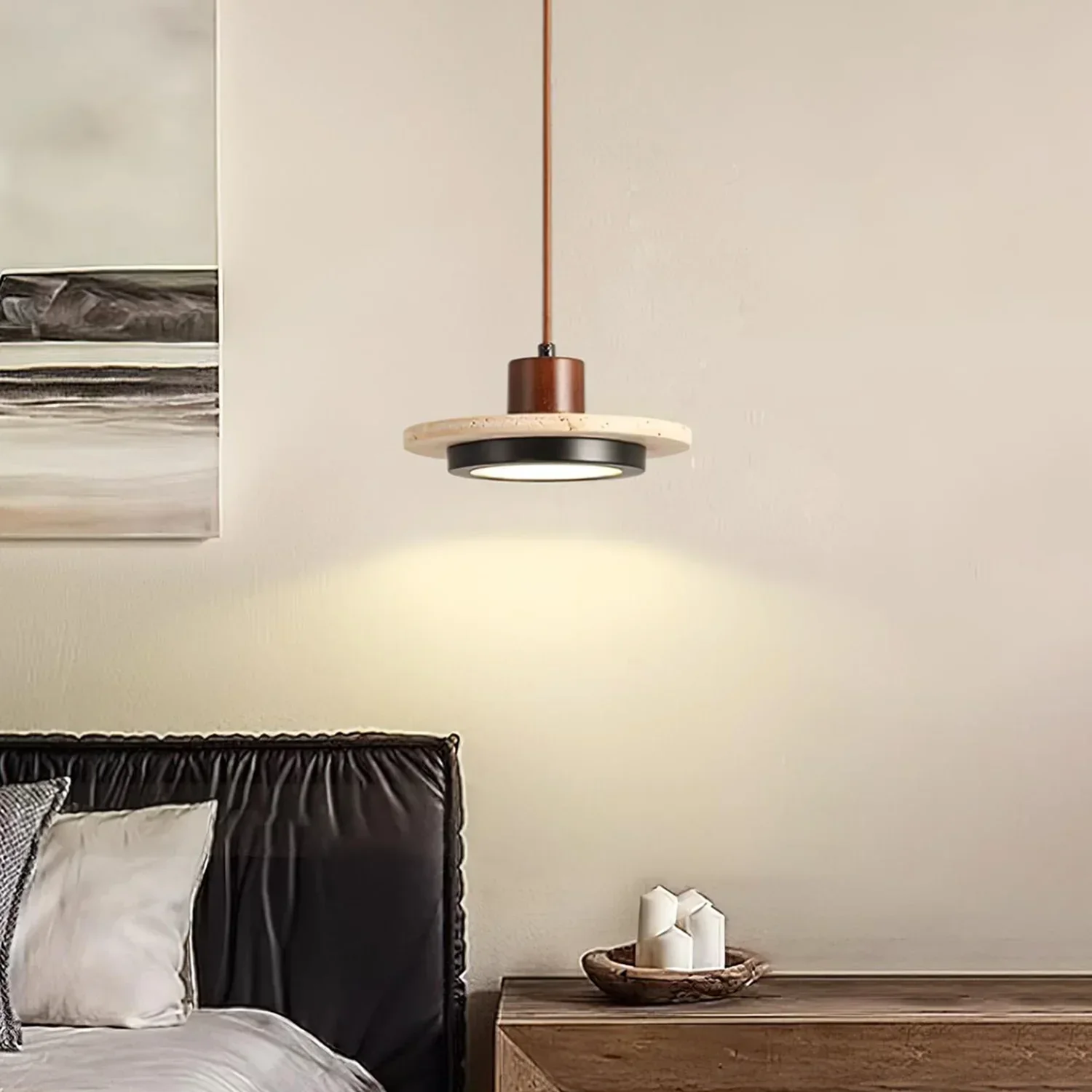 Travertine Retro Disc Pendant Lamp