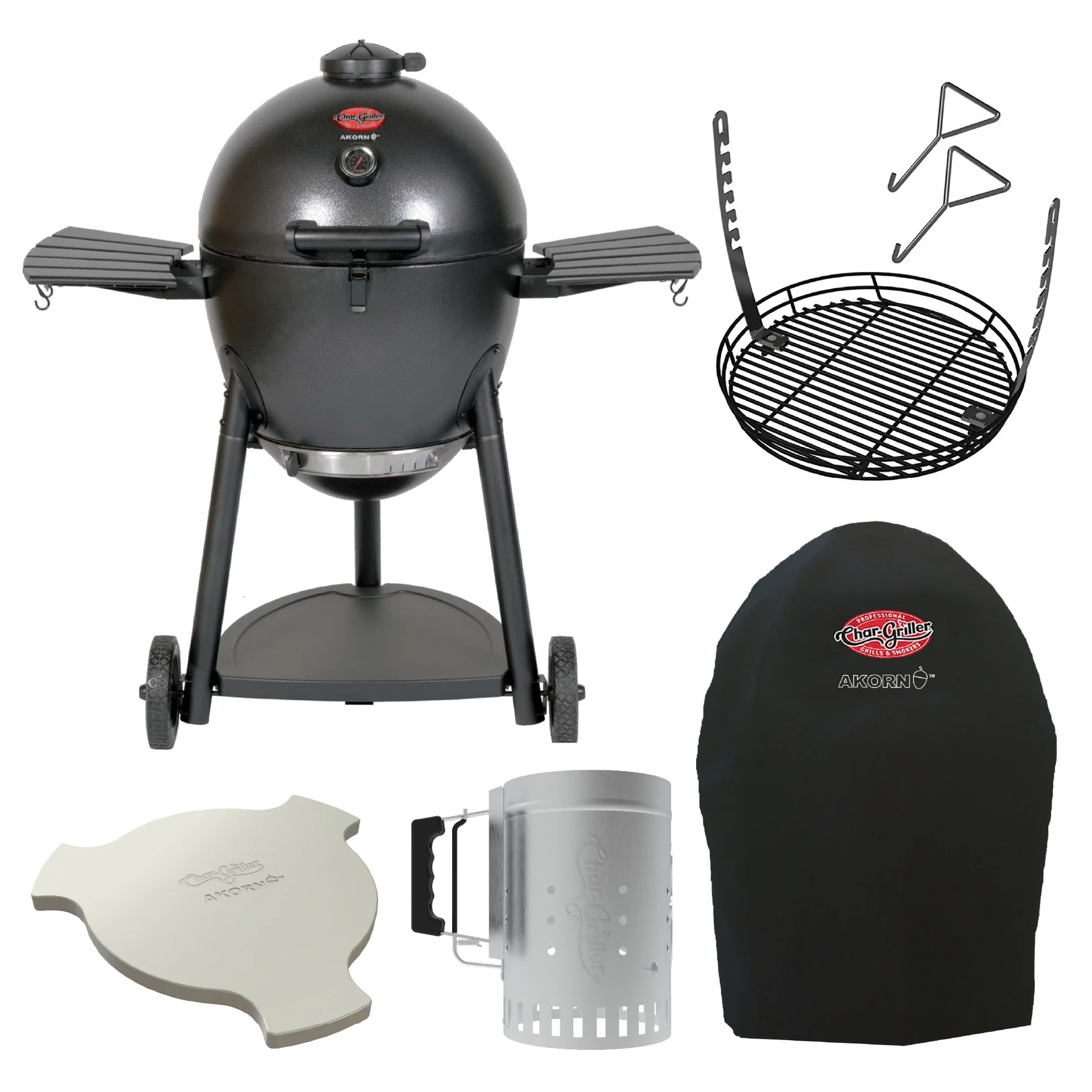 AKORN? Kamado Grill, Cover, Smokin' Stone, Grate, Chimney Bundle