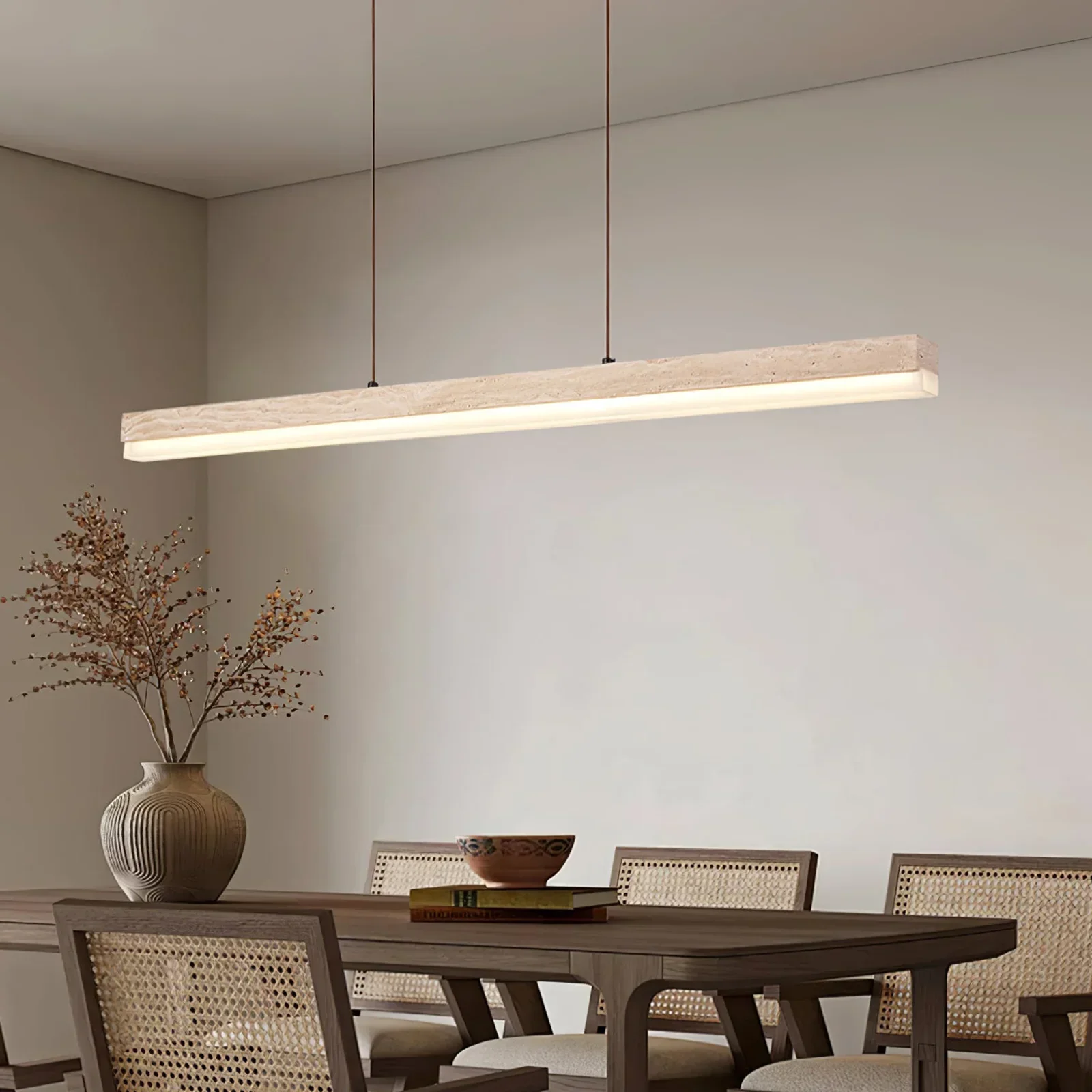 Linear Ecliptic Beam Travertine Pendant Lamp
