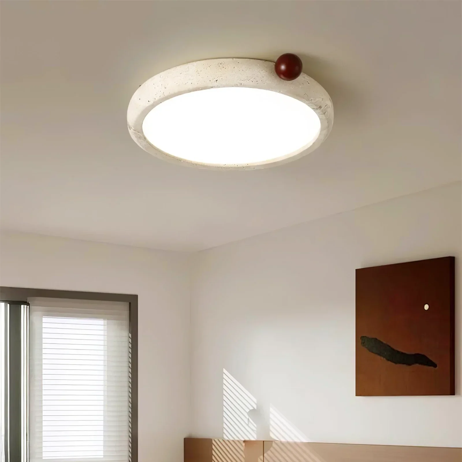 Round Travertine Metra Ceiling Light