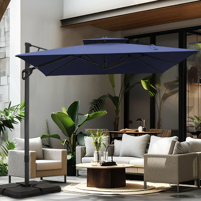PHI VILLA 9X12ft Rectangular Outdoor Cantilever Offset Umbrella for Garden, Pool