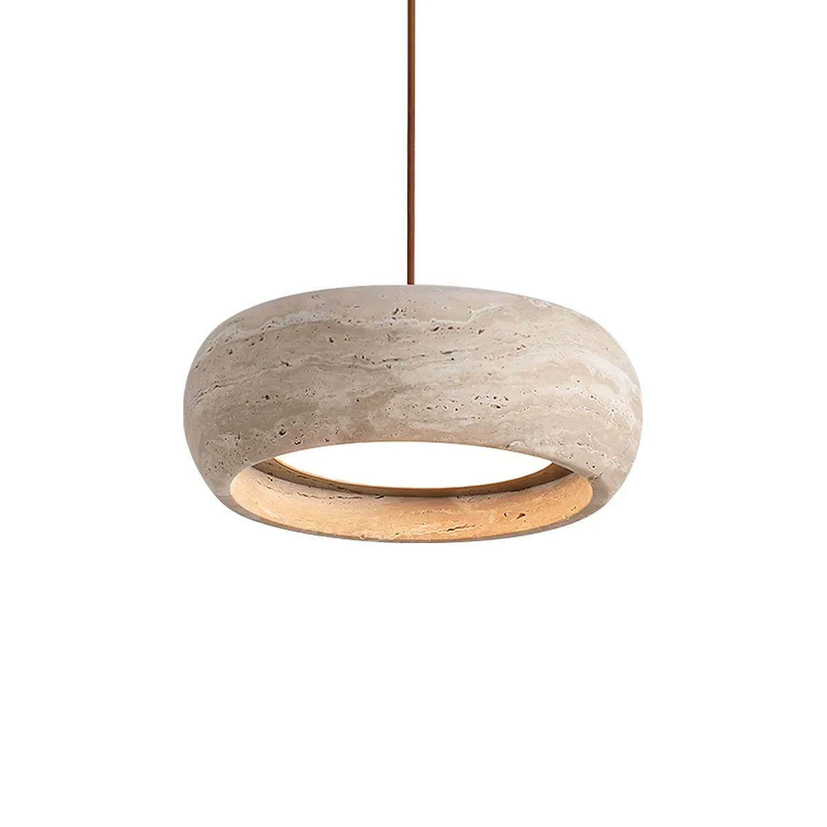 Round Travertine Drum Pendant Lamp