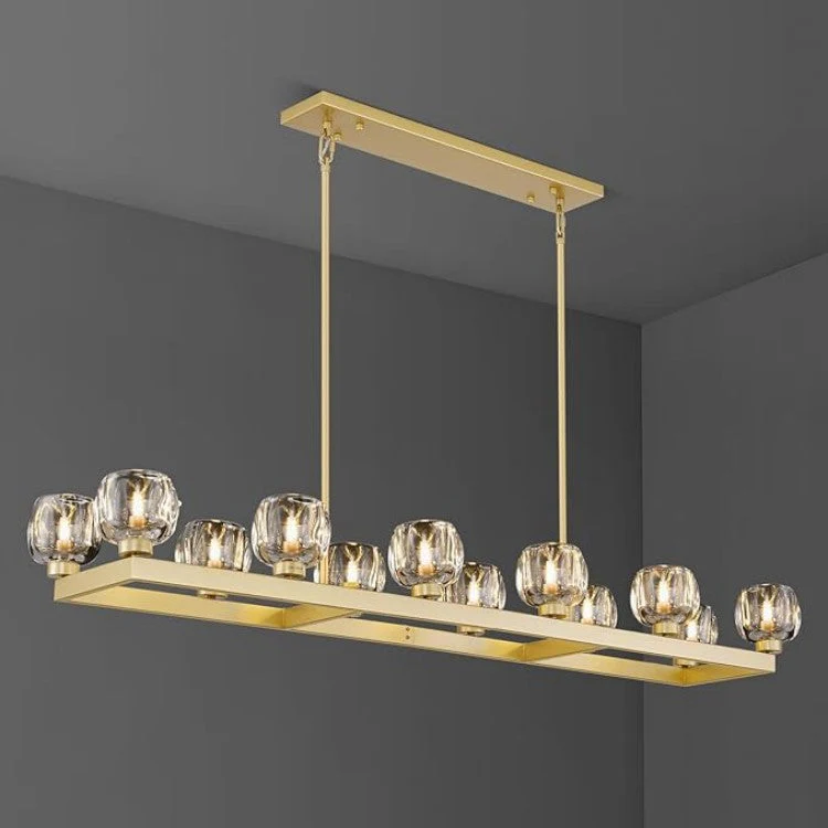 Wagon Wheel Glass Linear Chandelier 59