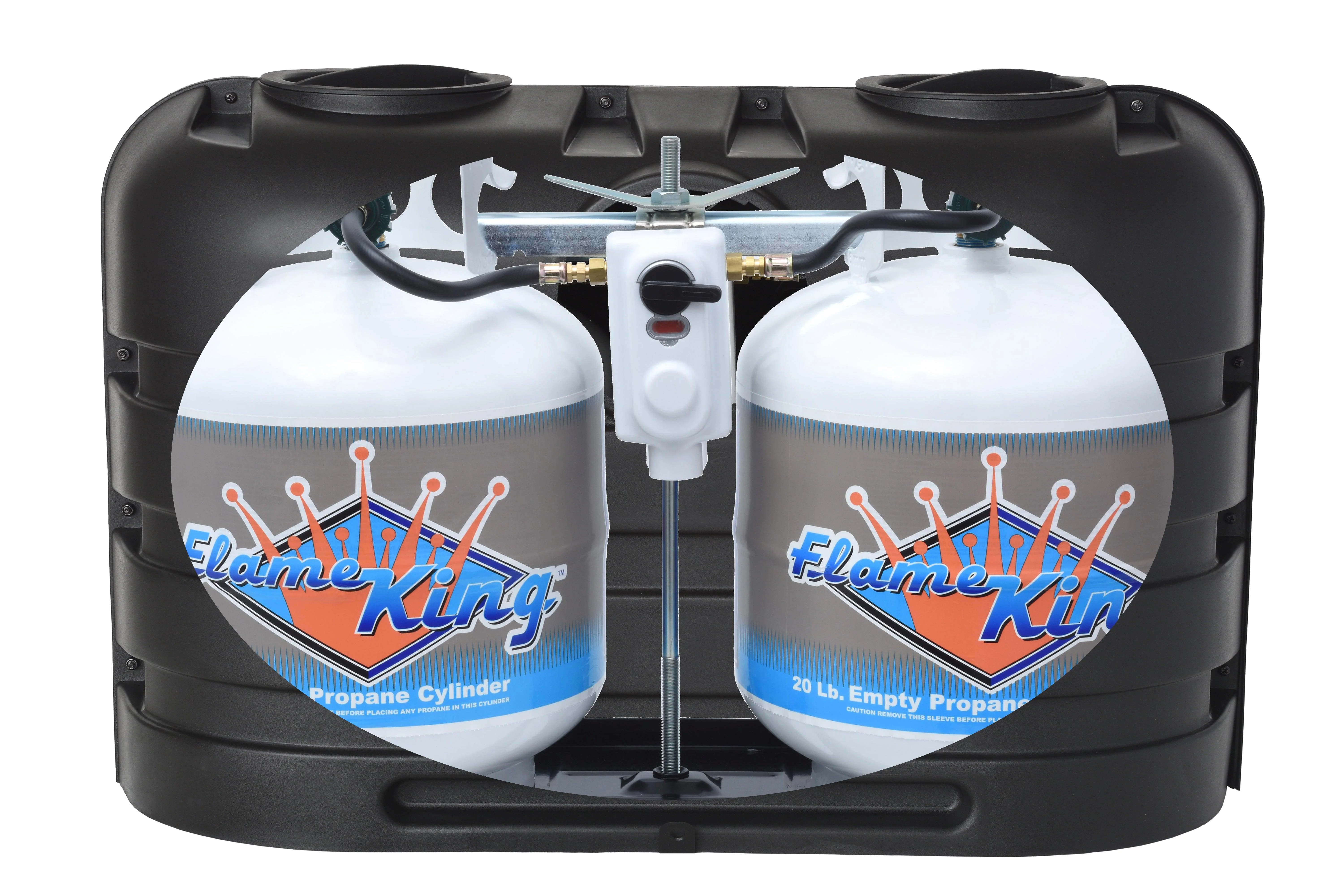 Flame King Bundle 20lb Mounting Parts + 2 Stage Auto Propane Gas Regulator + Two 20lb Propane Tanks + Heavy Duty Cover