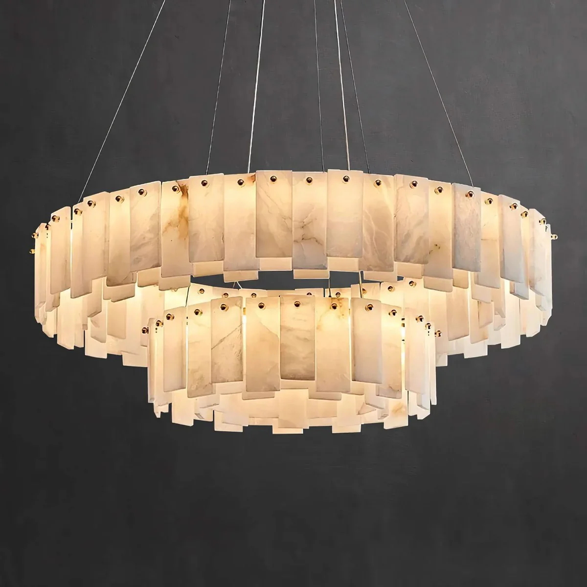 Alabaster Double Round Chandelier