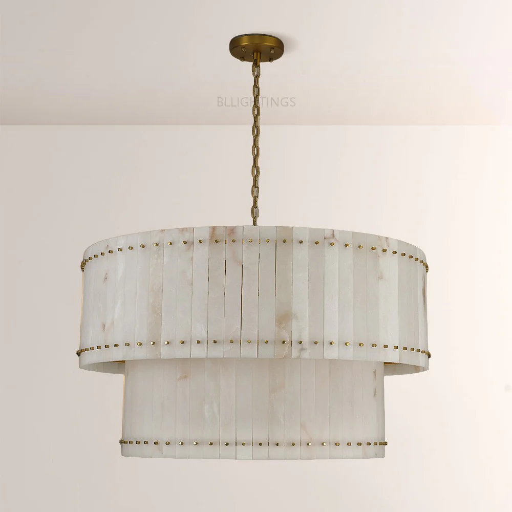 Mervin Alabaster Round Tiered Chandelier 60
