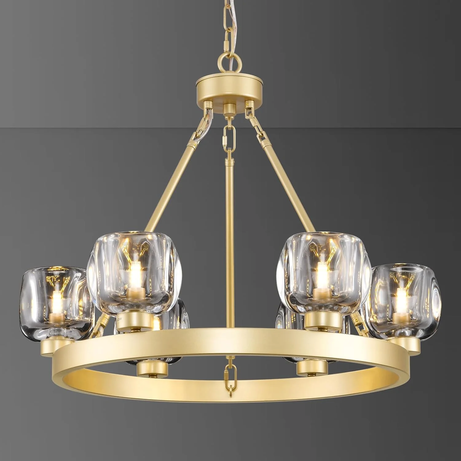 Wagon Wheel Glass Round Chandelier