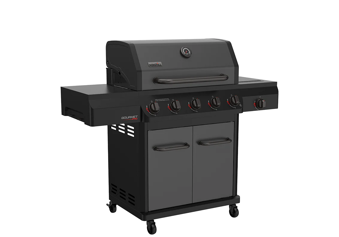 Nexgrill Gourmet Pro 5 Burner Dual Fuel Gas Grill with Side Burner in Graphite