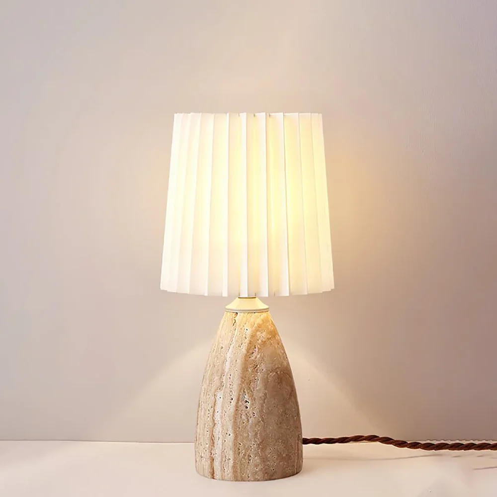 Conical Gusnow Travertine Table Lamp