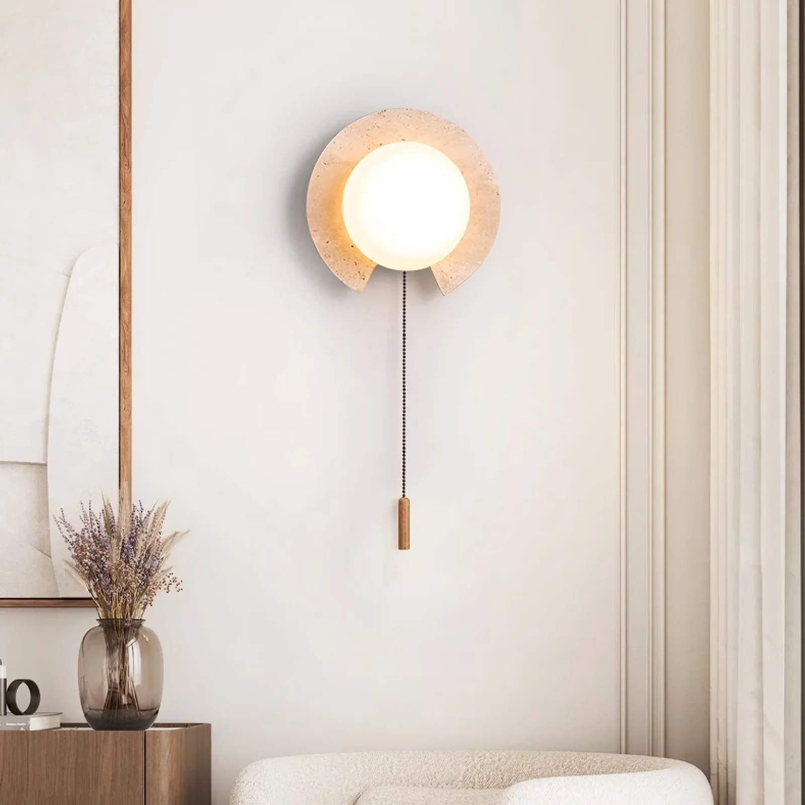 Travertine Round Solclip Wall Light