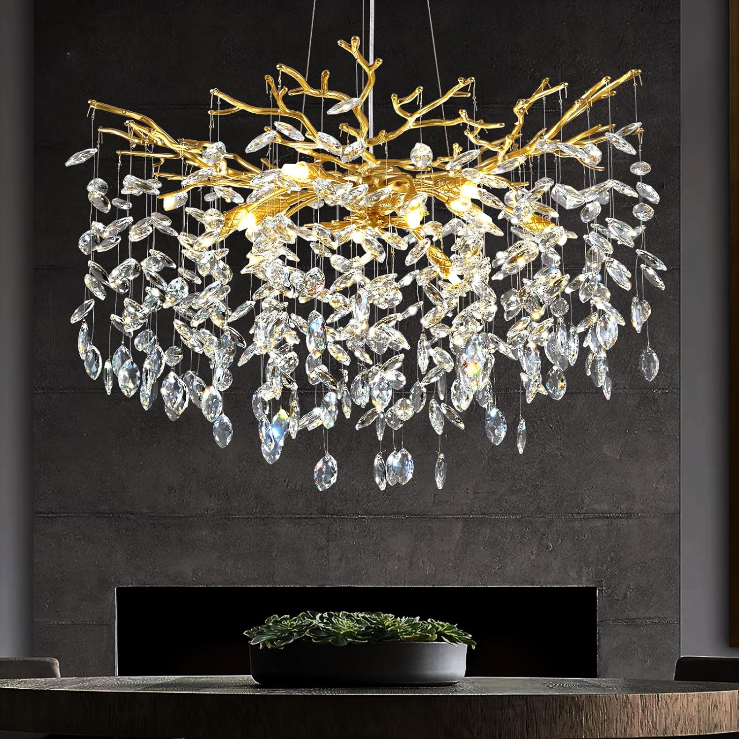 Modern Crystal Tree Branch Round Chandelier for All Rooms 30