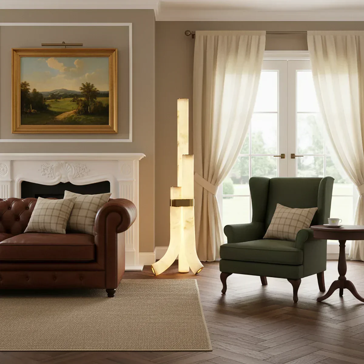 Piped Alabaster Floor Lamp