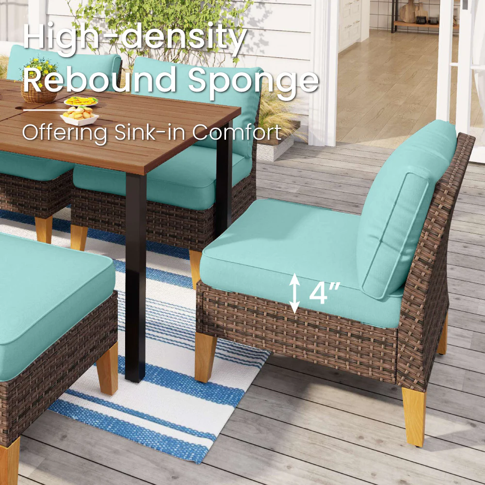 PHI VILLA 7-Seat Luxurious Half-moon Rattan Sofa with 45