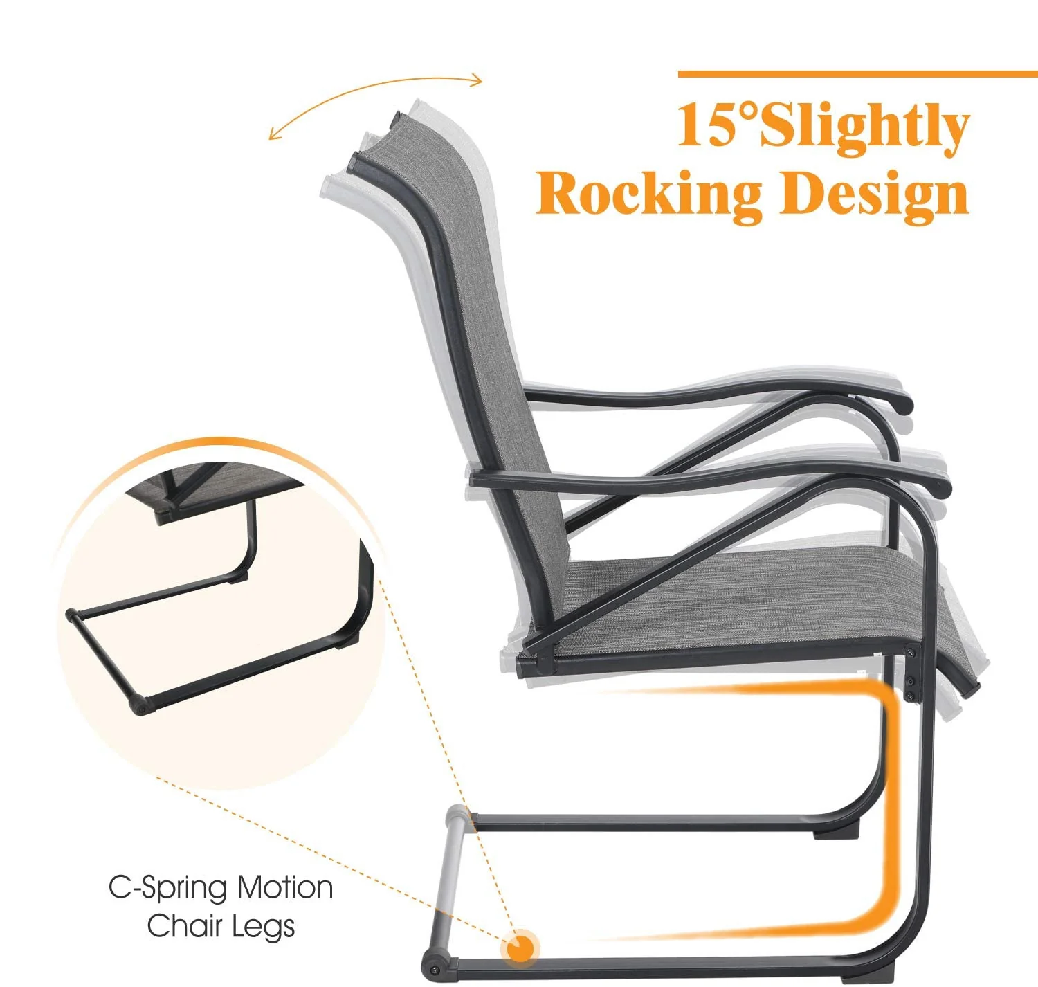 MFSTUDIO 6-Piece C-Spring Textilene Patio Chairs