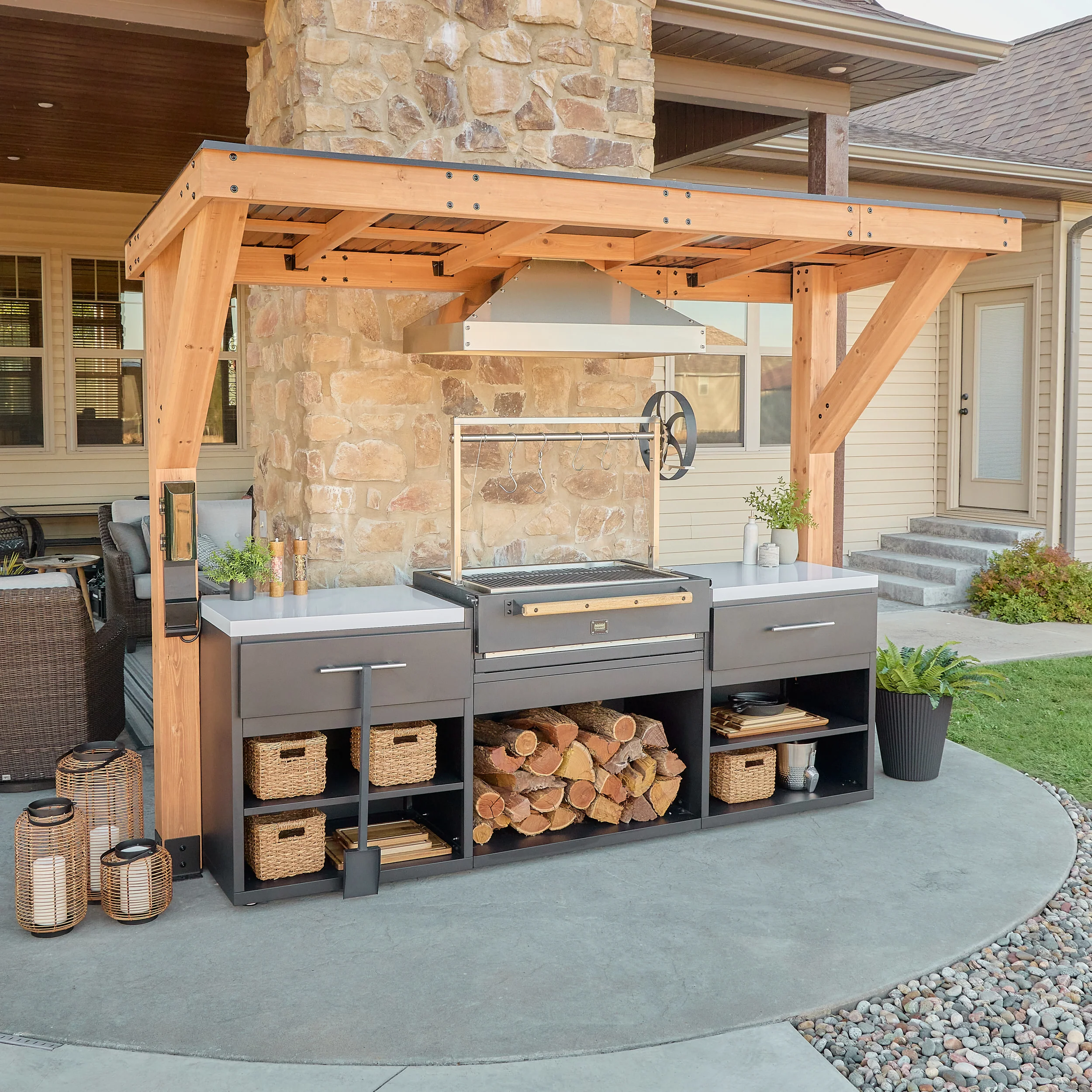 Timber Rock Outdoor Cook Station with Argentine Grill