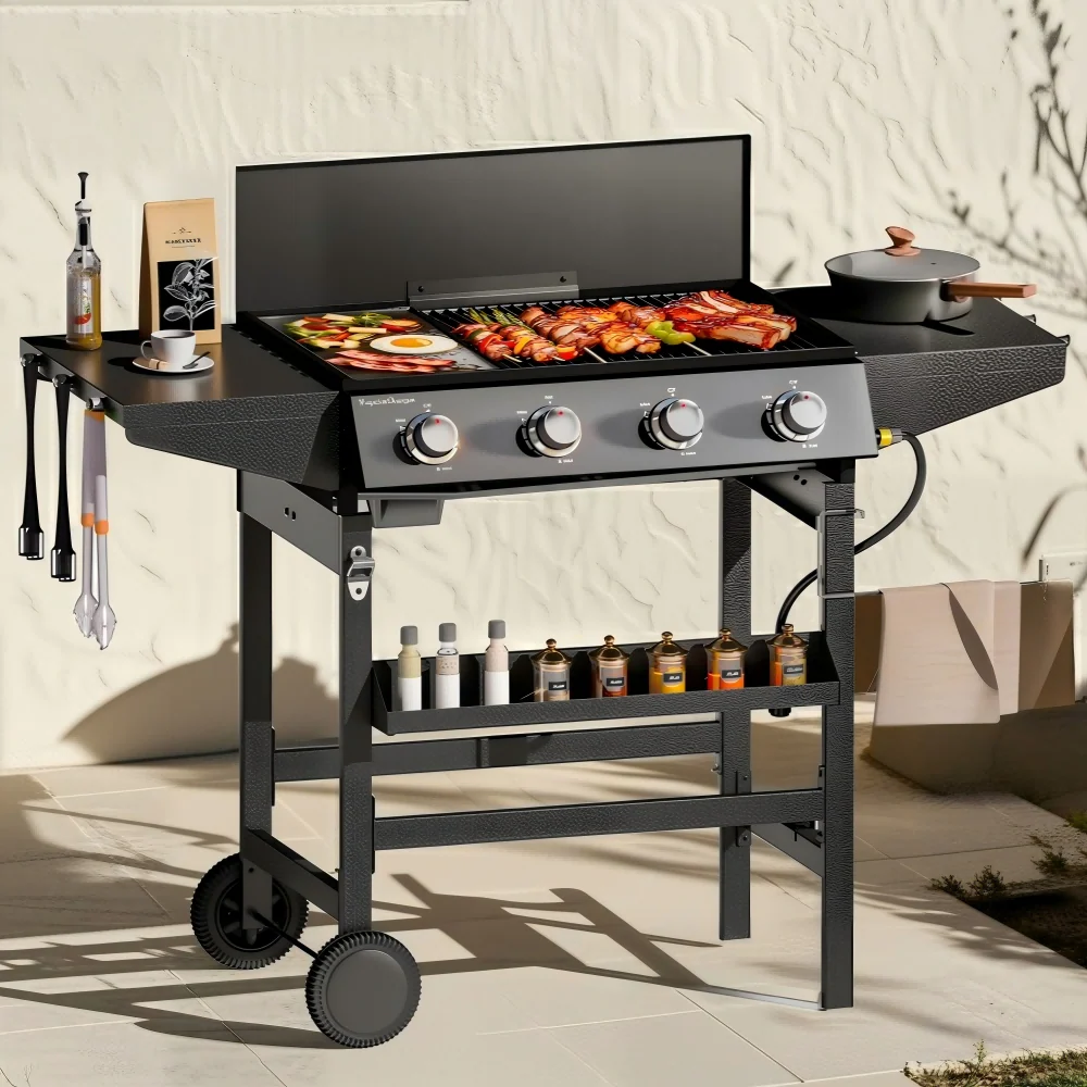 Captiva Designs All-in-One Propane Grill with Extra-Large 482 Sq.In Cooking Area, 52,000 BTU
