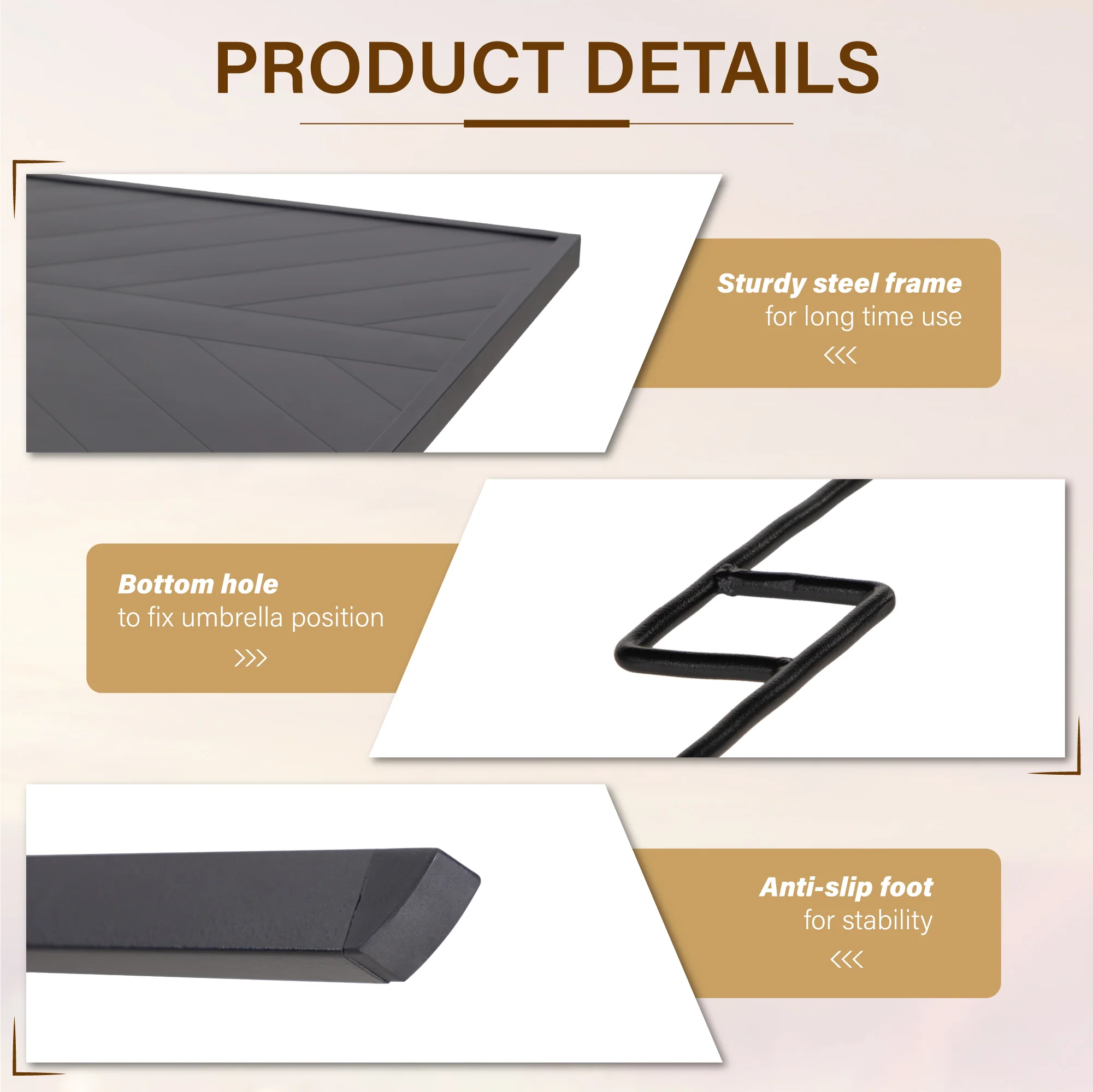 MFSTUDIO 7-Piece Patio Dining Set Embossed Table & Beige-cushion Rattan Fixed Chairs