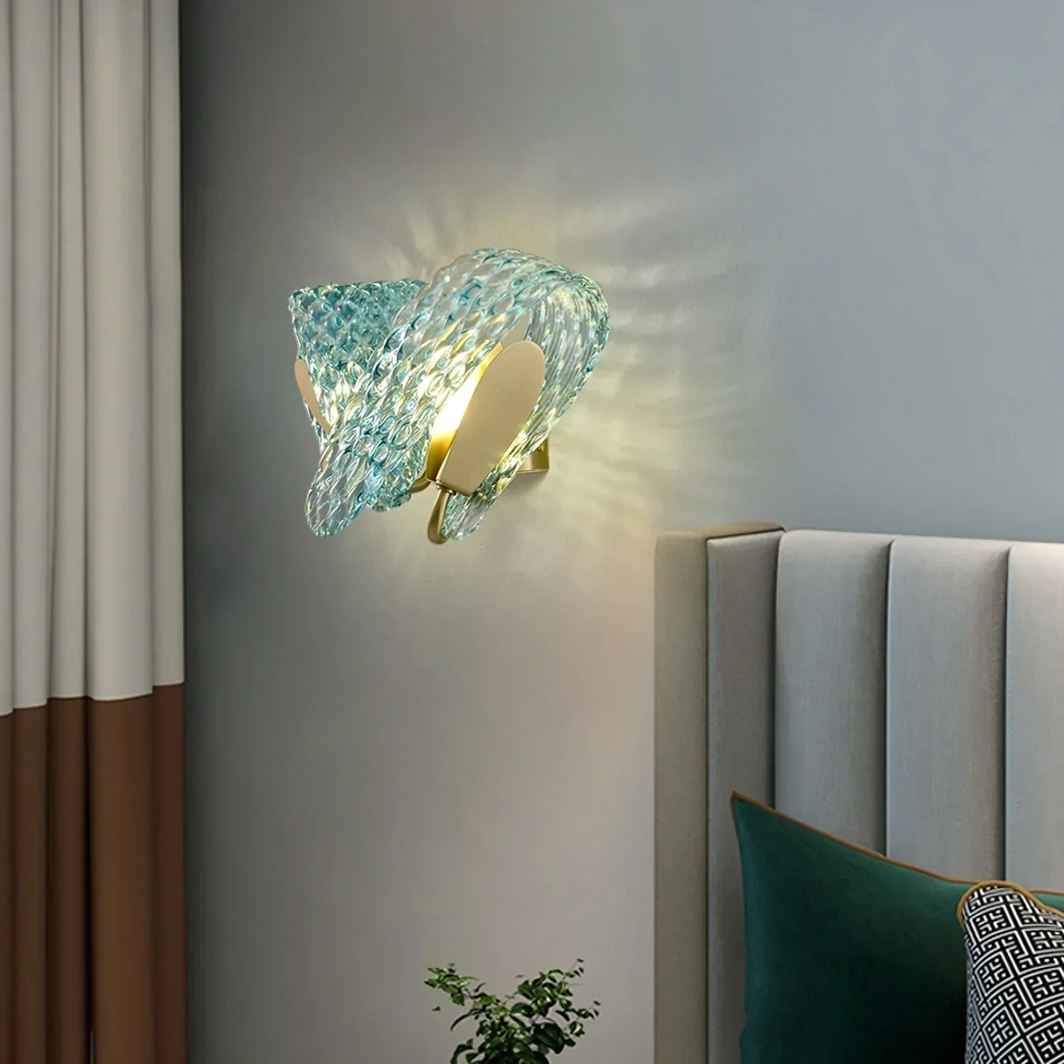 Petal Blue Glass Wall Lamp