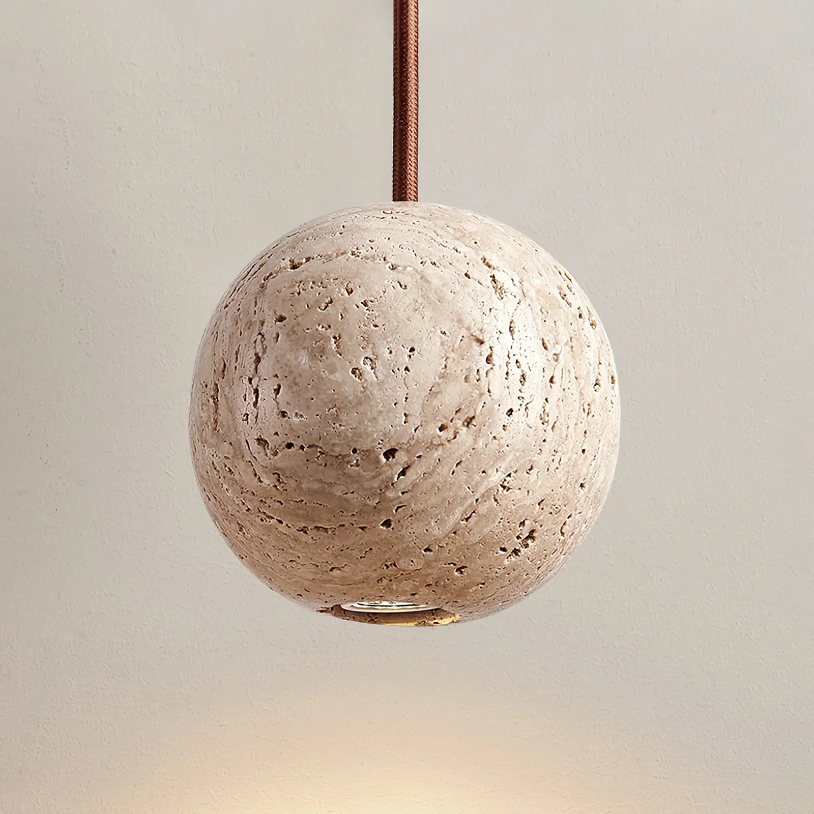 Spherical Cassia Travertine Pendant Light