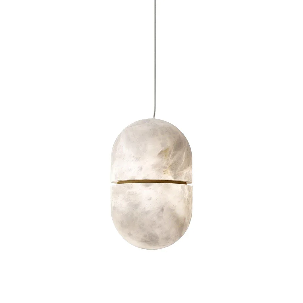 Alabaster Capsule Shaped Oval Pendant Lamp